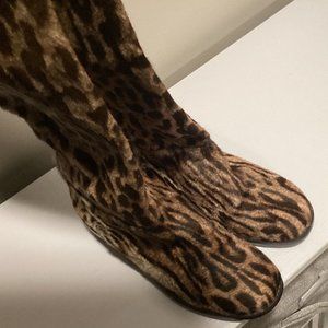 Stuart Weitzman Brown Animal Print Calf Hair Thigh High Boots 5